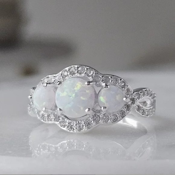 Opal ring, size 7, 925 Sterling Silver Charmed Aroma - Picture 5 of 6